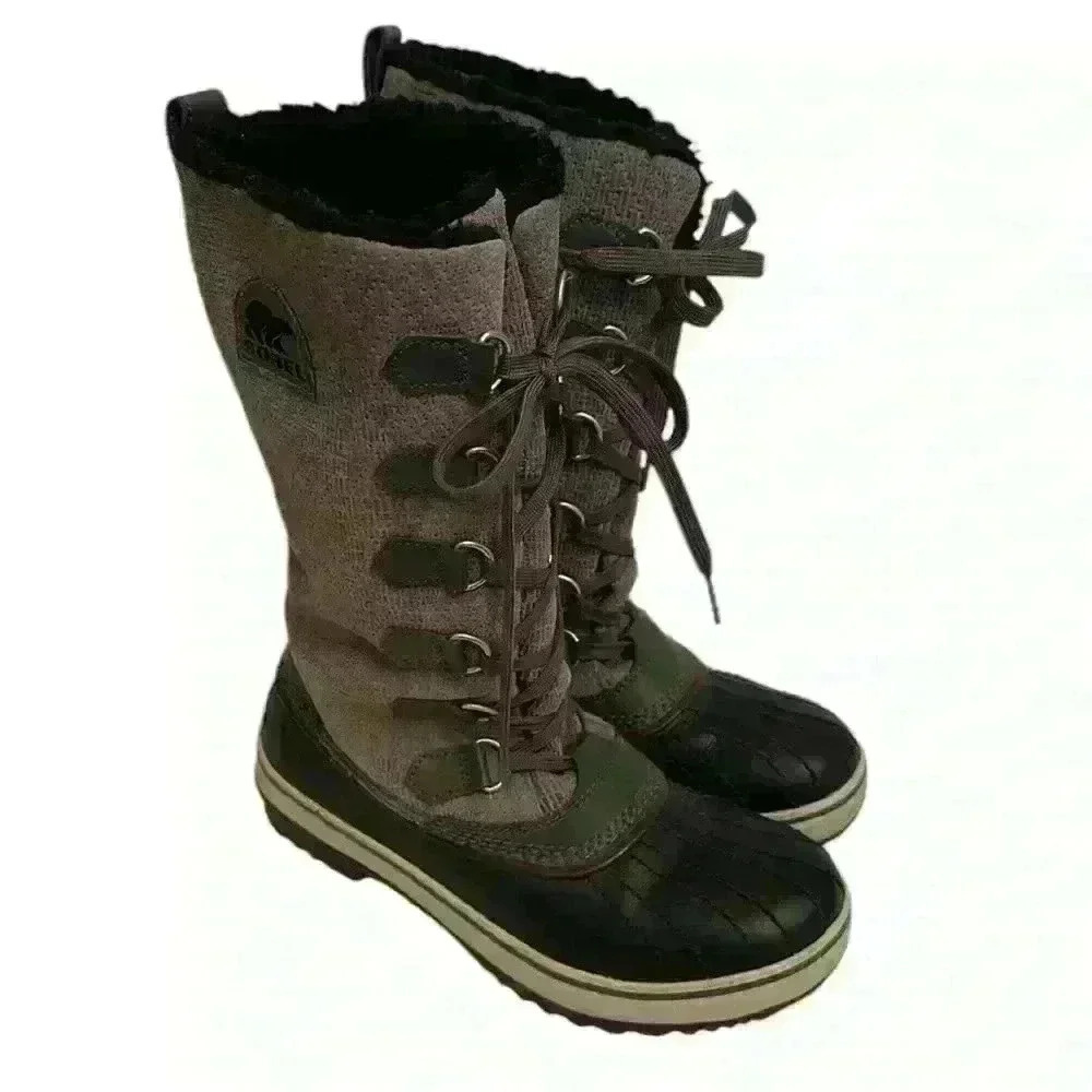 Sorel Women's Tivoli Boot Waterproof Snow Winter Gray Leather Mid Lace Up Size 7